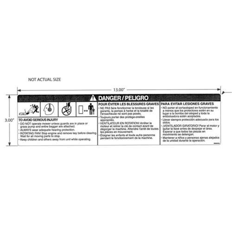 Ariens Sno-thro And Lawn Mower Decal, Caution Grass Pump