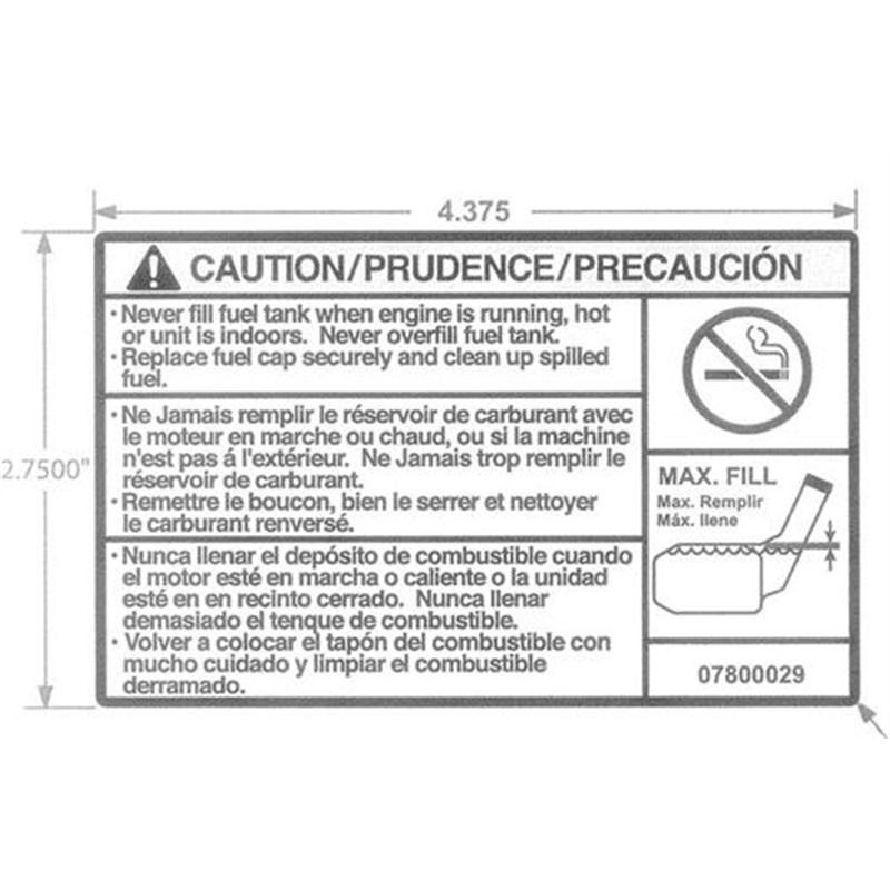 Ariens Walk-behind Mower Decal, Fuel Warning