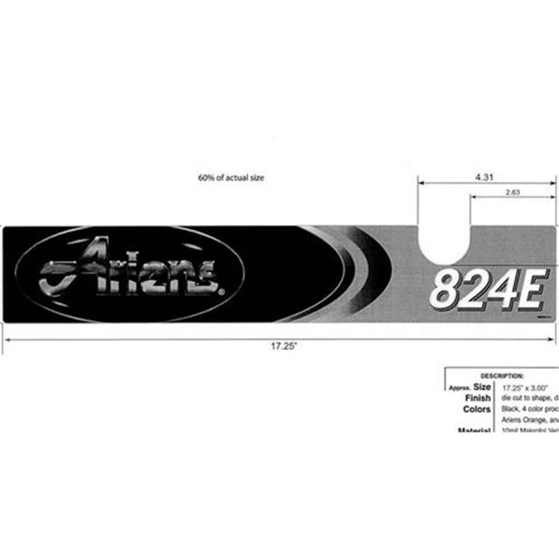 Ariens Sno-thro Decal, Front Panel, 824e