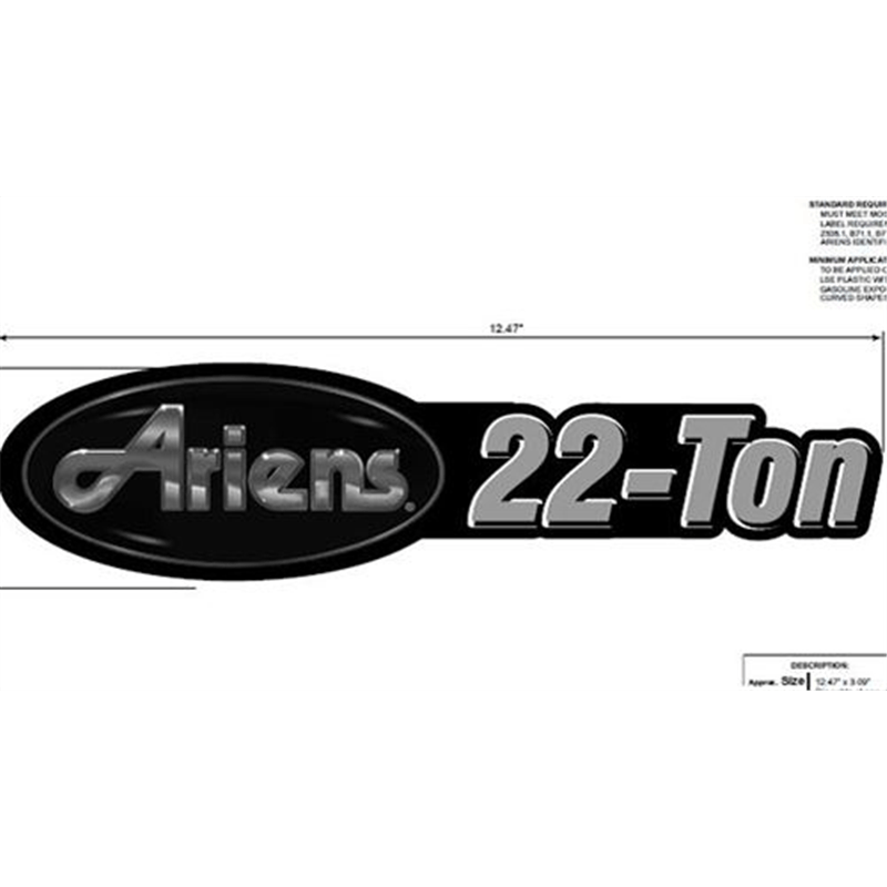 Ariens Log Splitter Decal, 22 Ton Ariens