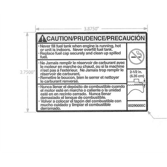 Ariens Lawn Mower Decal, Fuel Warning Rev