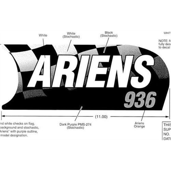 Ariens Sno-thro Decal, 936 Dash
