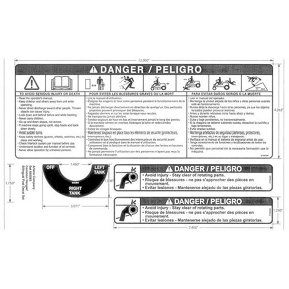 Ariens Zero Turn Mower Set, Decal - Common Danger/fuel