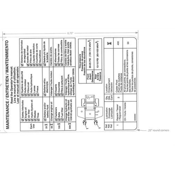 Ariens Zero Turn Mower Decal, Service Instructions