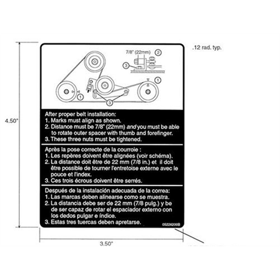 Ariens Lawn Mower Decal, Belt Diametergram