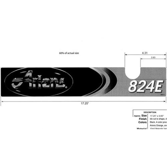 Ariens Sno-thro Decal, Front Panel, 824e