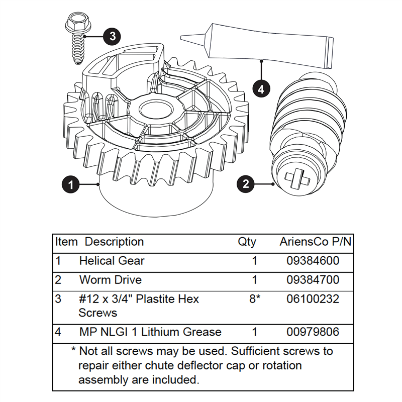 Electric Chute Gear Kit SNO-THRO