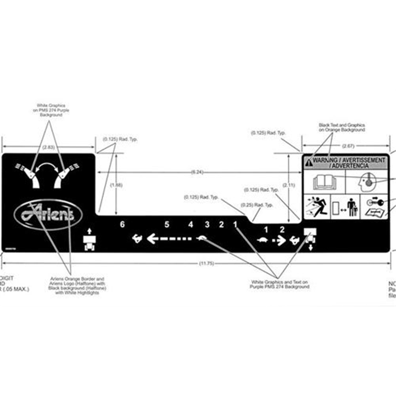 Ariens Sno-thro Decal, Control Panel