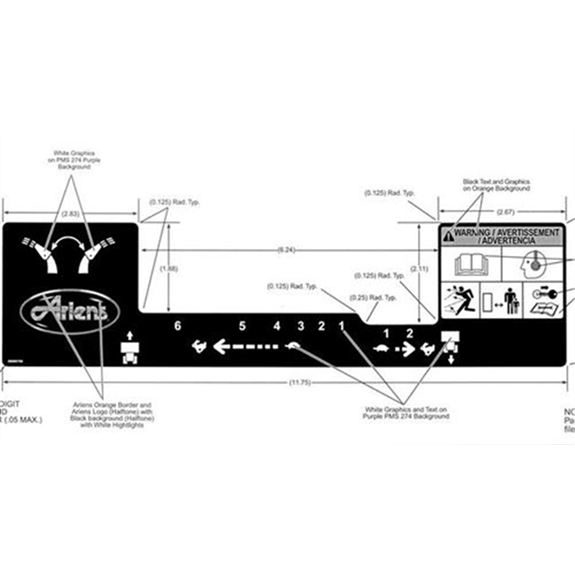 Ariens Sno-thro Decal, Control Panel