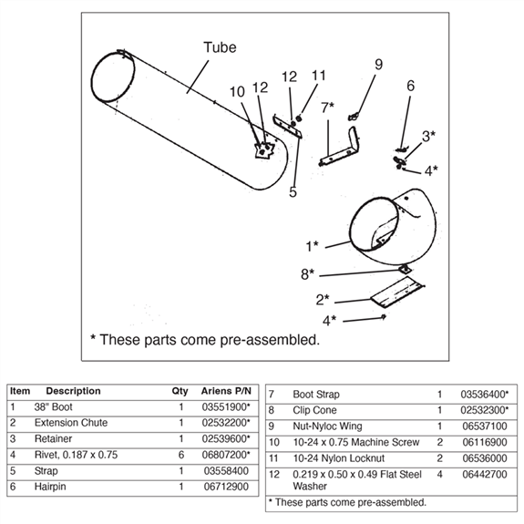 Ariens Sno-thro And Lawn Mower 38 Boot Assembly