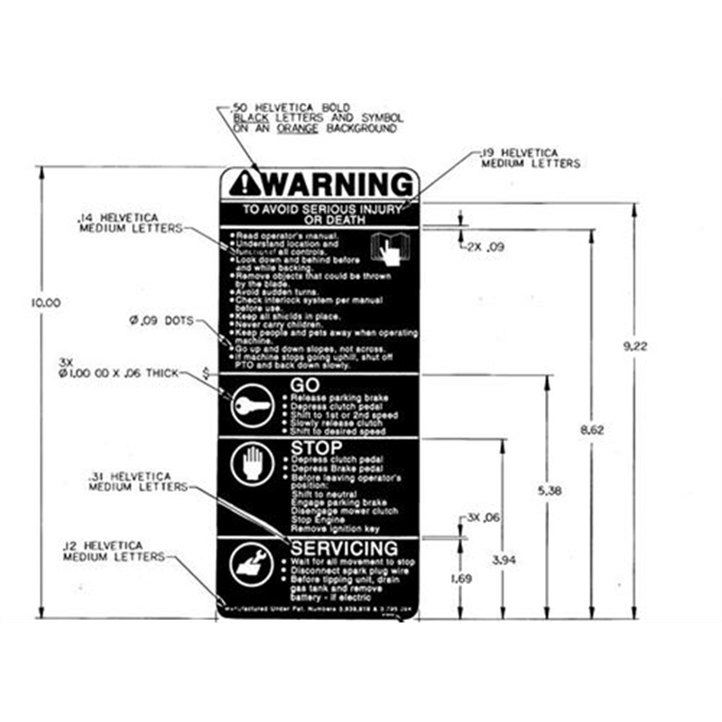 Ariens Rear Engine Rider Operating Instructions Decal