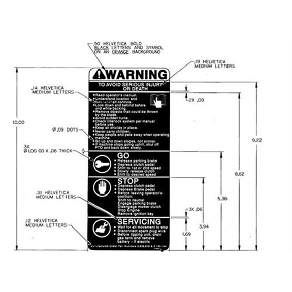 Ariens Rear Engine Rider Operating Instructions Decal