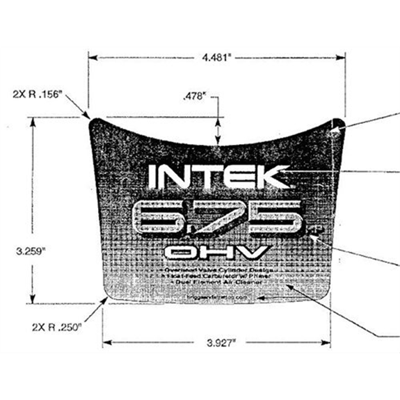 Decal, B&s Intek 6.75hp