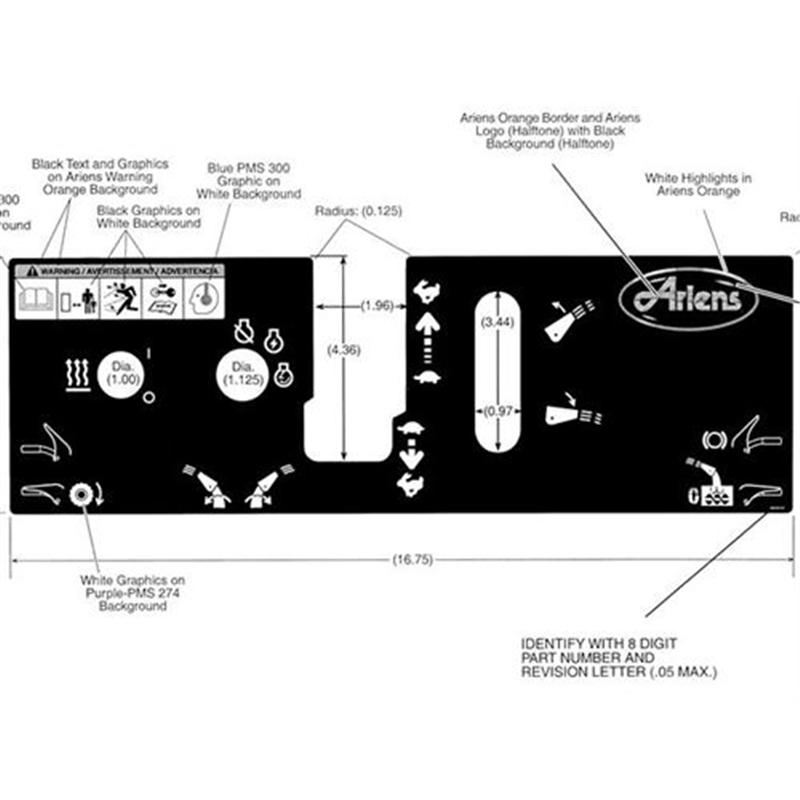 Ariens Sno-thro Decal, 1124/1128 Control