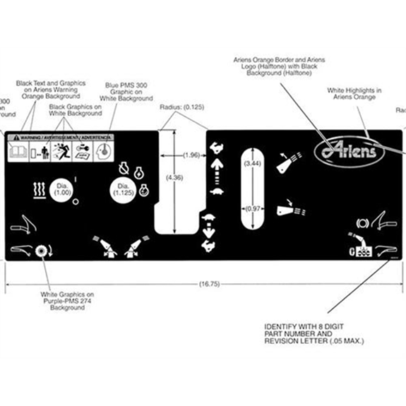 Ariens Sno-thro Decal, 1124/1128 Control