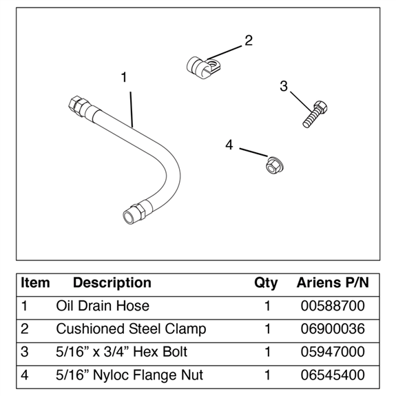 Ariens Sno-thro And Lawn Mower Oil Drain Routing Kit