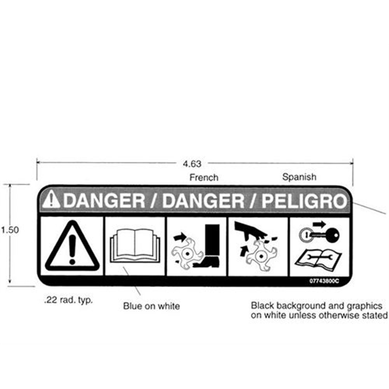 Ariens Tiller Decal, Danger