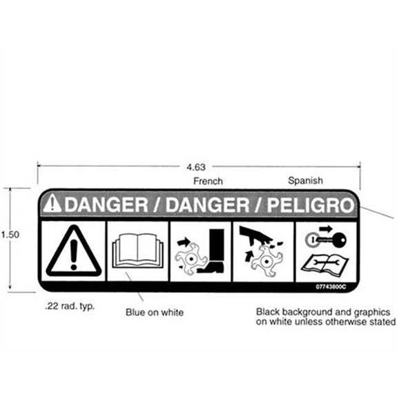 Ariens Tiller Decal, Danger