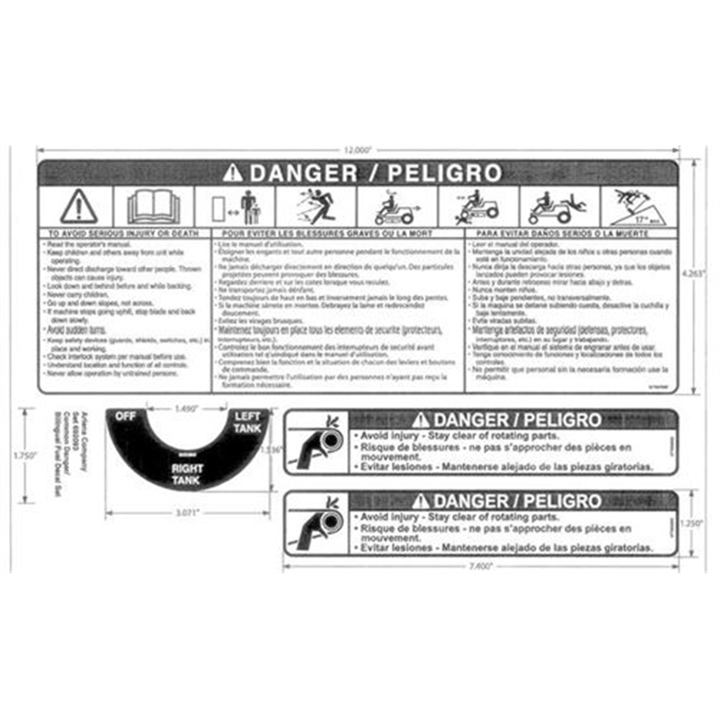 Ariens Zero Turn Mower Set, Decal - Common Danger/fuel