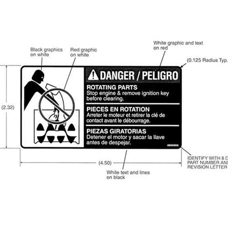 Decal, Danger - Rot. Parts