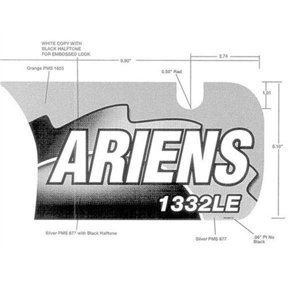 Ariens Sno-thro Decal, Front Dash - 1332le