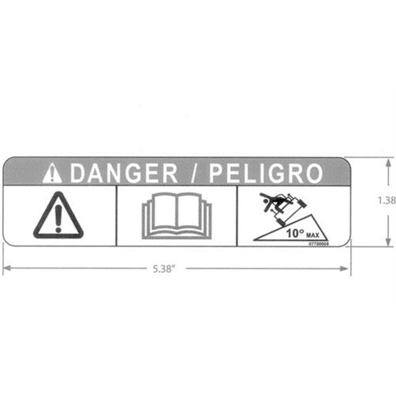 Ariens Stand On Mower Decal, Bilingual Danger