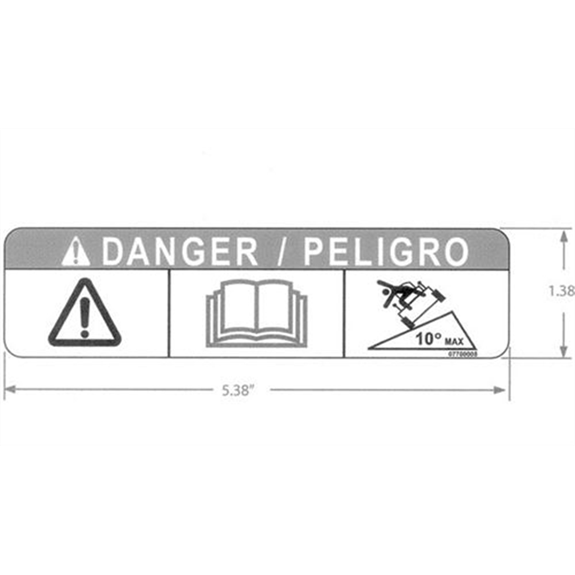 Ariens Stand On Mower Decal, Bilingual Danger